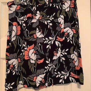 LOFT black floral mini skirt